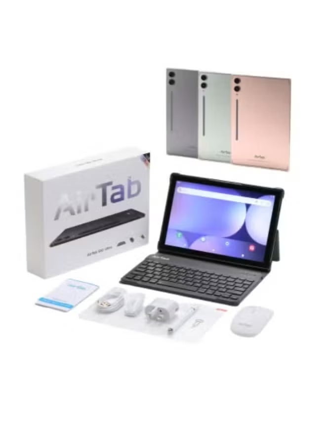 AIR TAB تابلت ذكي 10.1 بوصة S10 ألترا أندرويد 13، 16 جيجابايت رام، 1 تيرابايت تخزين، معالج رباعي النواة، شريحتين 4G LTE، واي فاي، شاشة HD، قلم ستايلس ولوحة مفاتيح لاسلكية، عمر بطارية طويل، أخضر أنيق - Image 1